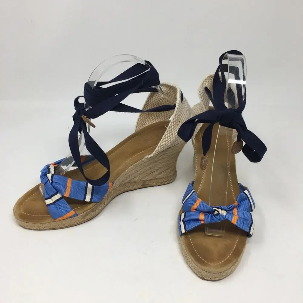 J Crew Blue Stripe Ankle Tie Woven 3